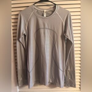 Lululemon Swiftly Tech Long Sleeve 2.0 Tempo Stripe White Black Size 8